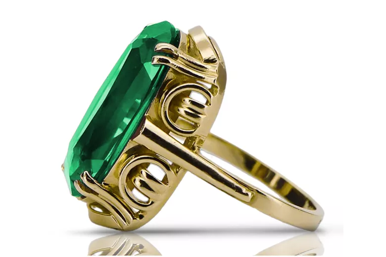 Žiedas Vintažinis stilius Smeraldai 14k geltono aukso vrc038y